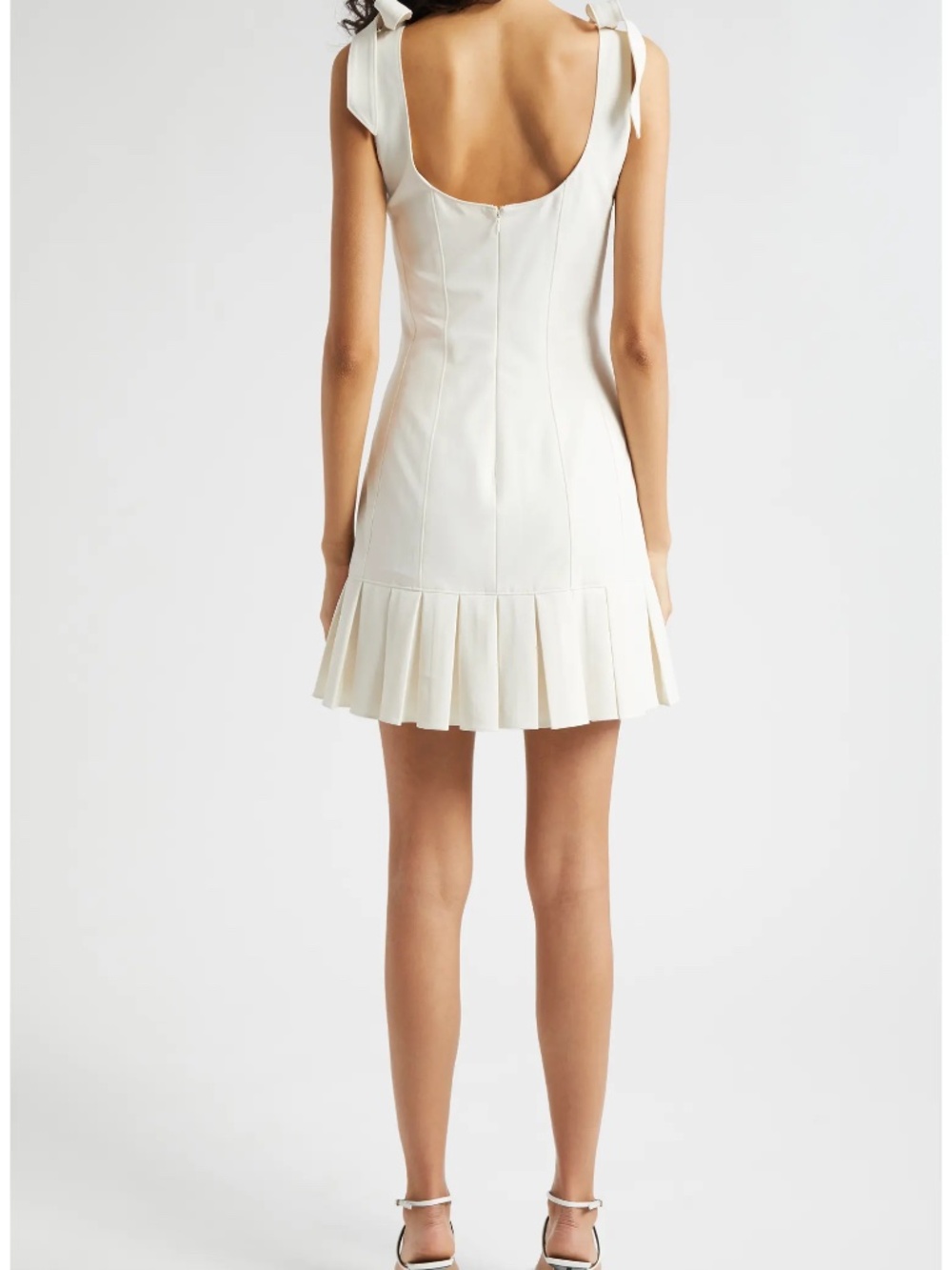 Cinq a Sept Harlyn Pleated preppy Tie Strap Minidress In Ivory size 12 - Picture 2 of 5